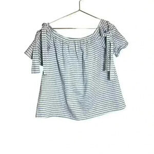 soprano off the shoulder cropped shirt size small linen and cotton blend